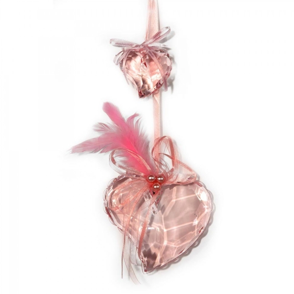 Fuchsia Heart with Feathers