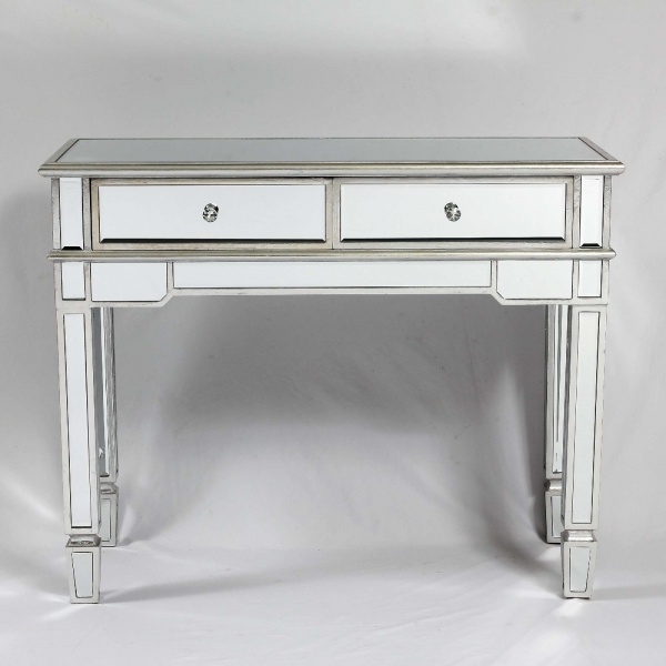 Genevieve Silver 2 Drawer Mirrored Console Table