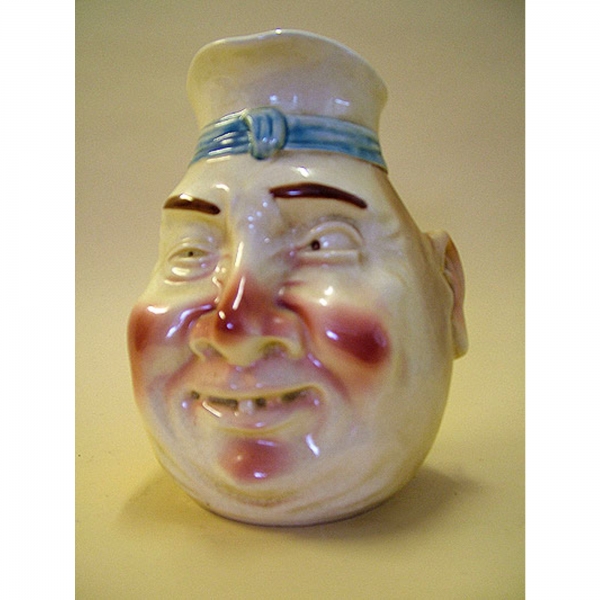 In the style of Barbotine Onnaing Ceramic Jug Fat Man Head