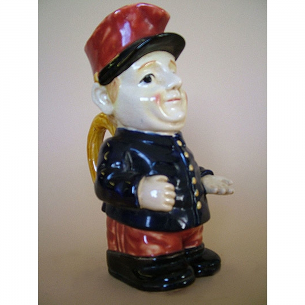 In the style of Barbotine Onnaing Ceramic Jug French Police