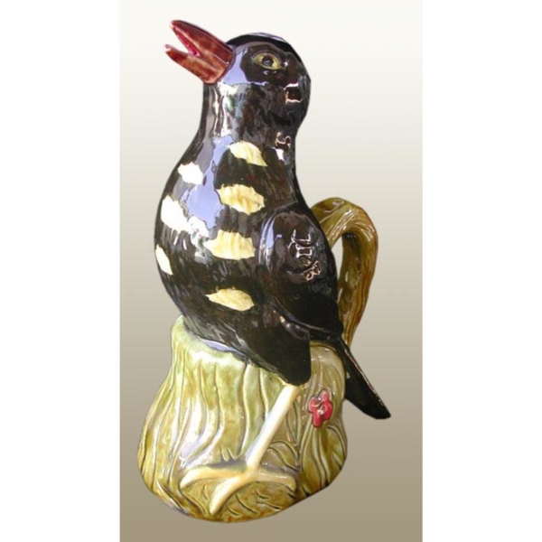 In the style of Barbotine Onnaing Ceramic Jug Black Bird