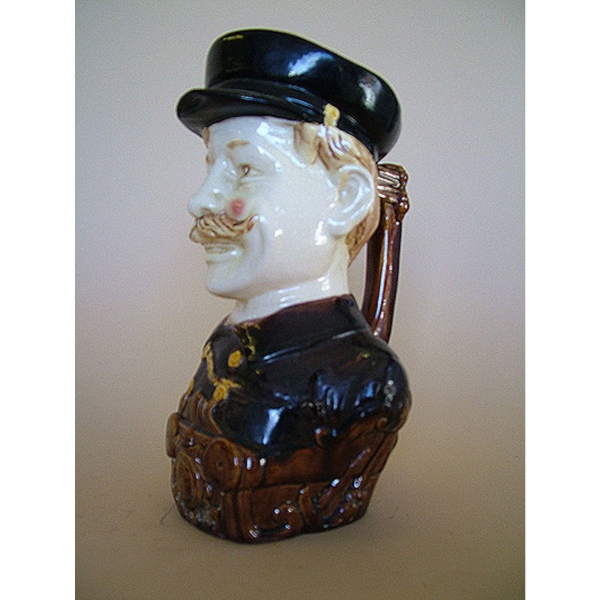 In the style of Barbotine Onnaing Ceramic Jug Soldier
