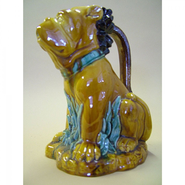 In the style of Barbotine Onnaing Ceramic Jug Bull Dog