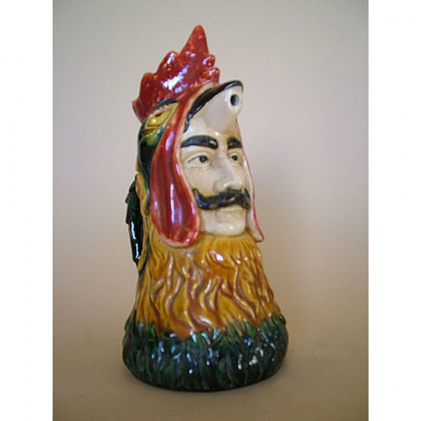 In the style of Barbotine Onnaing Ceramic Jug Roster Man