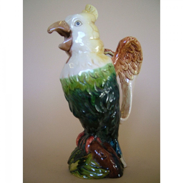 In the style of Barbotine Onnaing Ceramic Jug Parrot