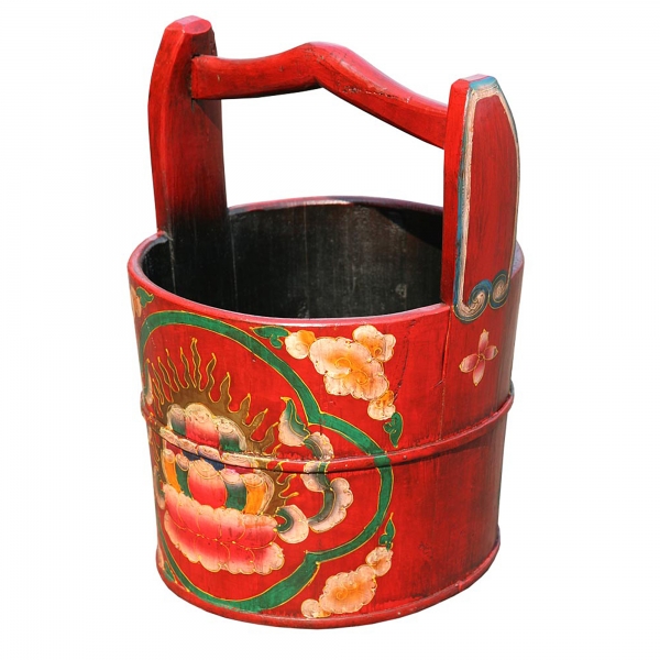 Lou Lan hand painted  Bucket - Red