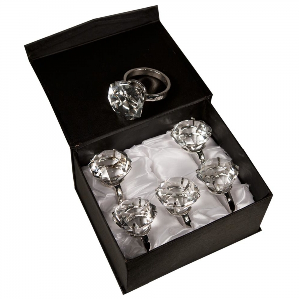 Diamond Ring - Box - Set of 6 - Clear Crystal