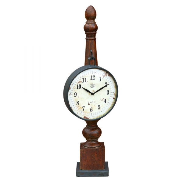 Iron Clock on Wooden Stand