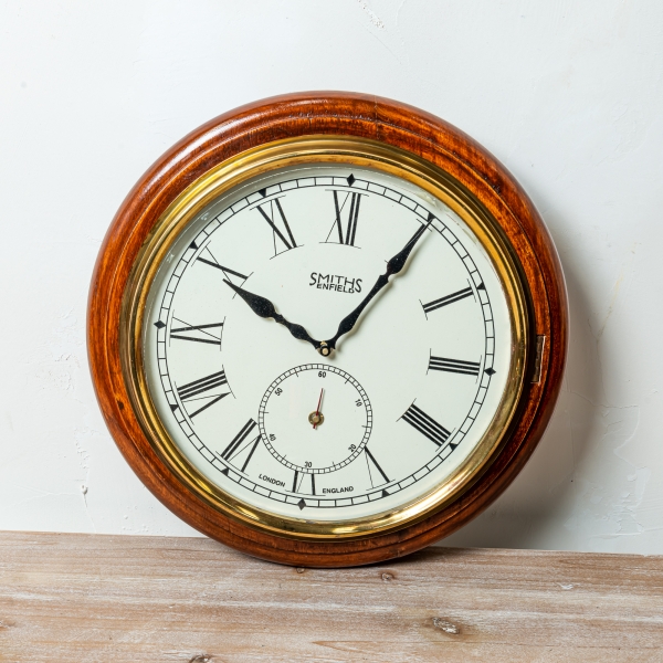 Clock with Seconds Hardwood Frame Wall 