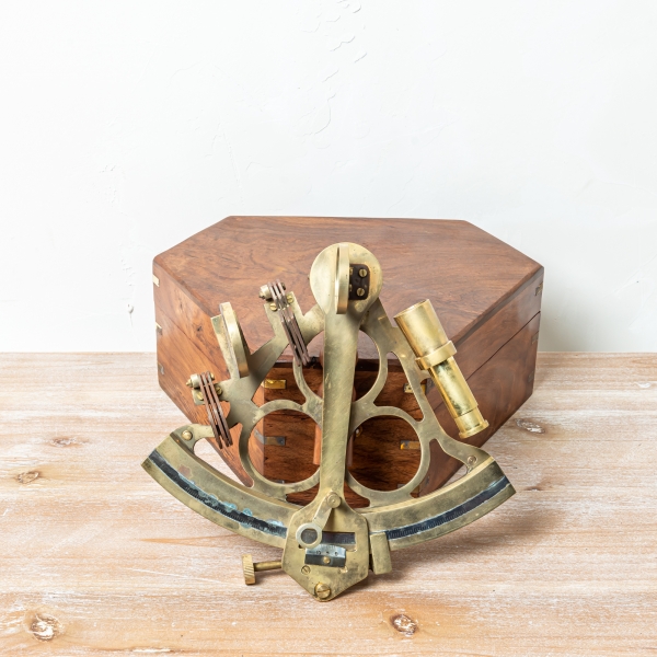 Antique Brass  Sextant in Wooden Box 