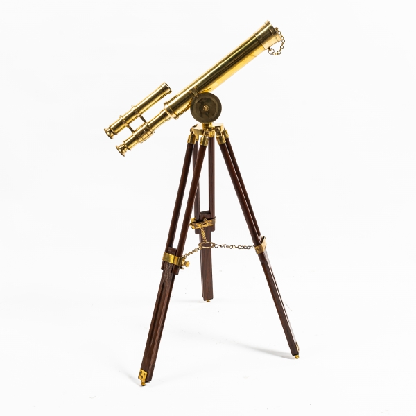 Antique Brass Double Barrel Telescope with Tripod 