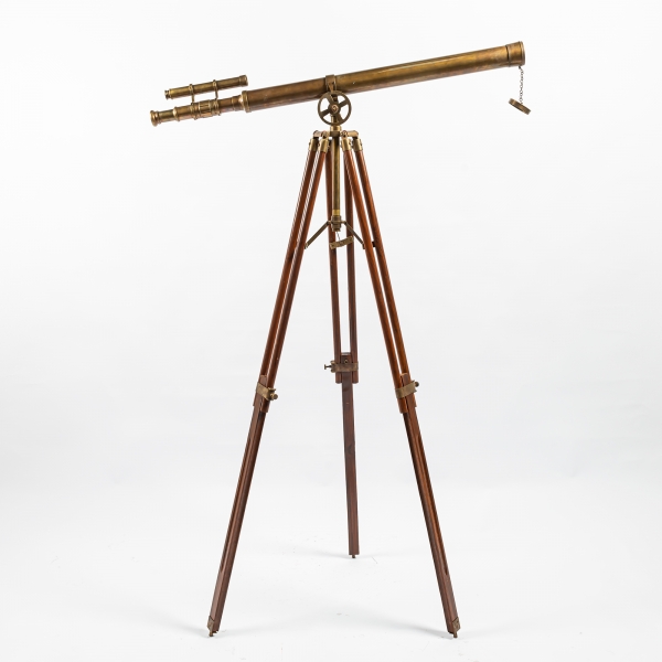 Antique Brass Double Barreled  Telescope with Tripod Full size 